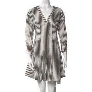 Theory Monochrome Striped Long Sleeve Dress